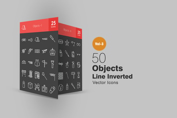 50 Objects Line Inverted Icons