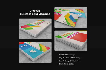 Close-up Business Card Mock-ups 