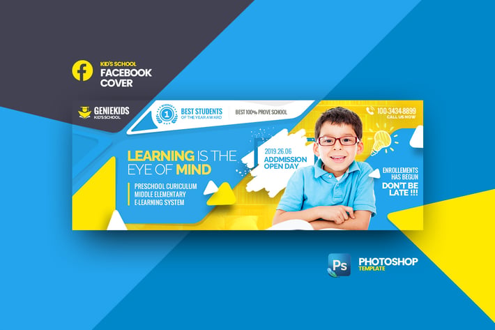 Geniekids School Facebook Cover Photoshop Template