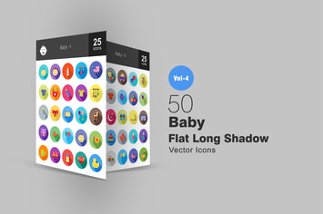50 Baby Flat Shadowed Icons