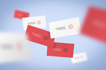 Flying Business Card Mockup