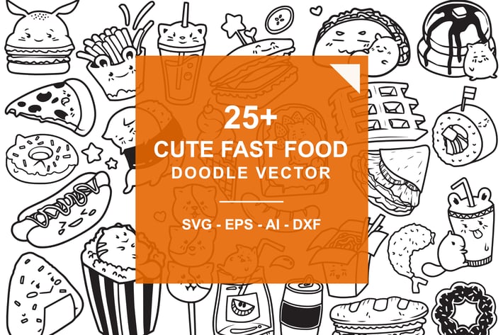 Fast Food Doodle Vector