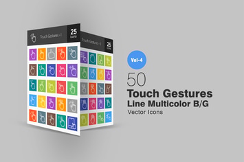 50 Touch Gestures Line Multicolor Icons