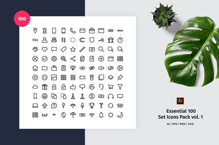 Essential 100 Set Icon Pack Vol. 1