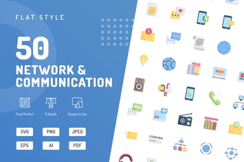 Network & Communication Flat Icons