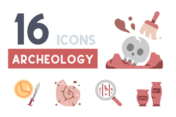 16 Archeology icon set