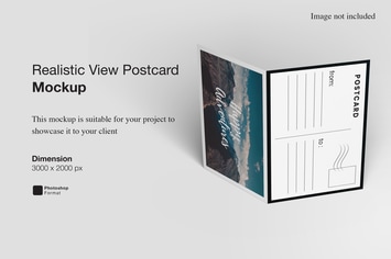Realistic View Postcard Mockup