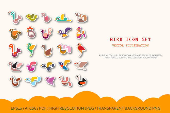 3 options Bird vector icon set