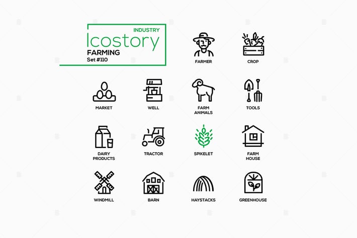 Farming - modern line design style icons set