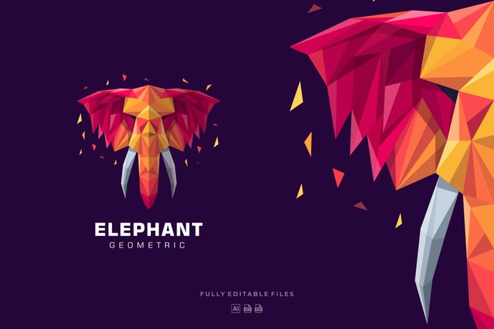 Elephant Poly Colorful Logo