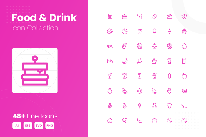 48 Food & Drink Icon Collection