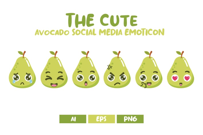 Cute Avocado Social Media Emoticon