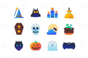 Halloween - set of flat design style icons