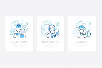 Different professions - line design style banners 