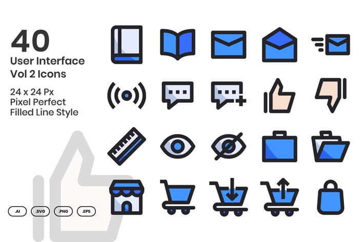 40 User Interface Vol 2 Icons Set - Filled Line