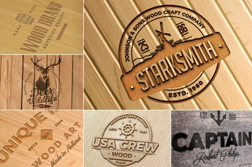 Photo-realistic Wood Craft Logo Mockups