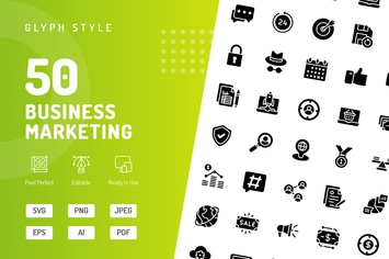 Business Marketing Glyph Icons