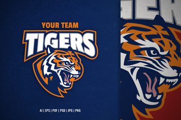Angry tiger head sport and e-sport logo