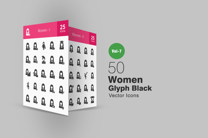 50 Women Glyph Icons