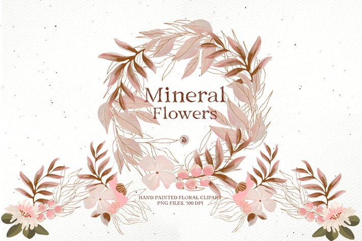 Mineral Flowers - hand painted floral clipart
