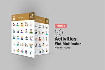 50 Activities Flat Multicolor Icons Season II