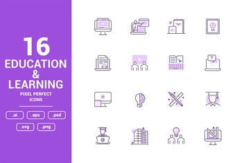 Education and Learning Color Vector Line Icons