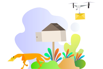 Drones Mail Delivery Illustration