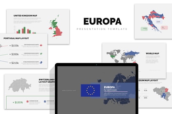 Europa : Europe Region Vector Map Powerpoint