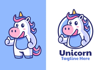 Unicorn Thumbs Up Mascot Logo Design
