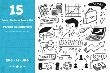 Kawaii Business Doodle Set
