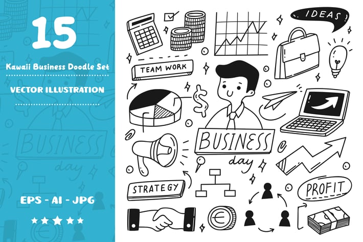 Kawaii Business Doodle Set