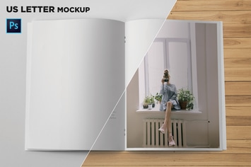 US Letter Brochure Mockup Top View