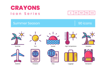 90 Summer Season Line Icons
