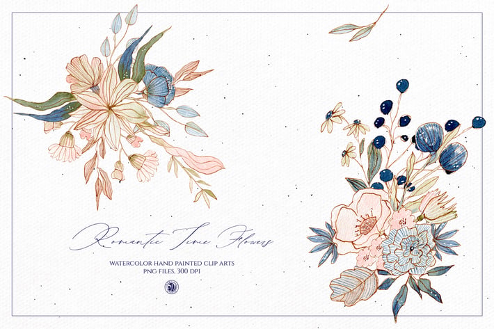 Watercolor Romantic Time Flowers