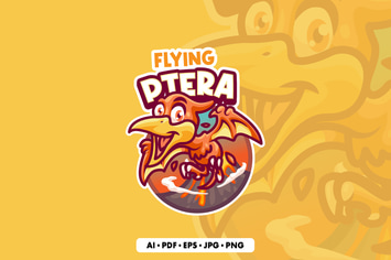 Pteranodon Cartoon Logo Template