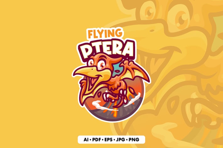 Pteranodon Cartoon Logo Template
