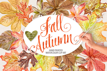 Watercolor autumn leaves