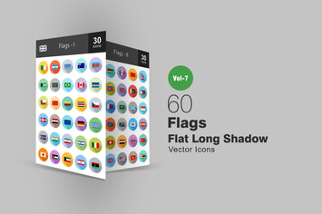 60 Flags Flat Shadowed Icons