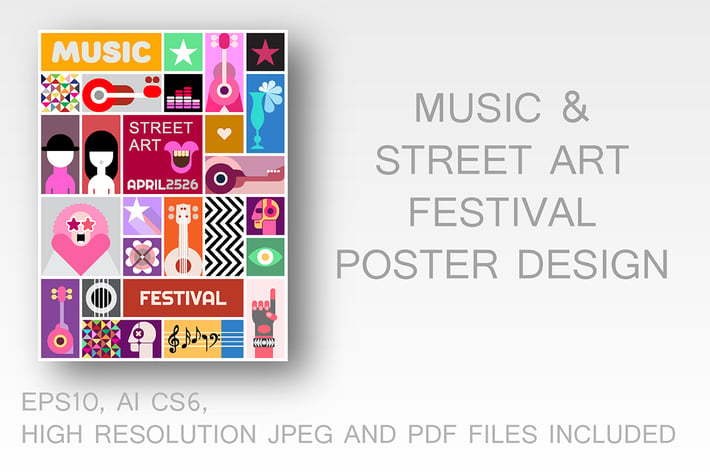 Street Art Poster Vector Template Design