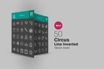 50 Circus Line Inverted Icons