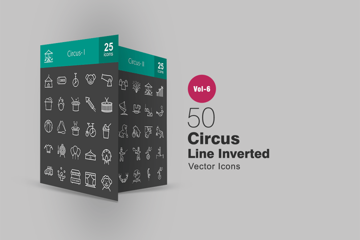 50 Circus Line Inverted Icons
