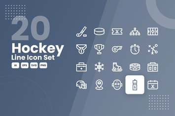 20 Hockey Line Icon Set