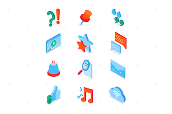 Social media symbols - modern isometric icons set