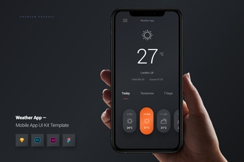 Weather App Mobile UI Kit Template
