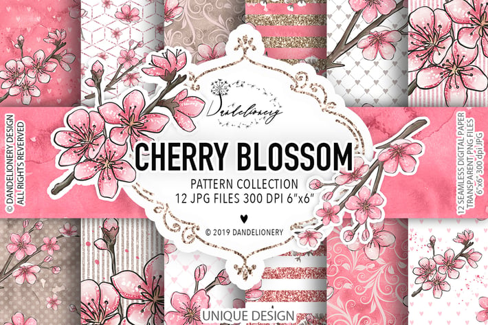 Cherry Blossom digital paper pack