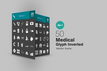 50 Medical Glyph Inverted Icons