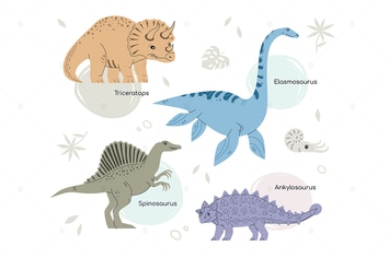 Different Dinosaurs - Flat Design Style Characters