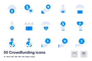 Crowdfunding Accent Duo Tone Flat Icons