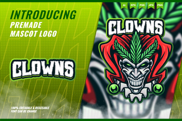 Crazy Clown - Mascot Esport Logo Template