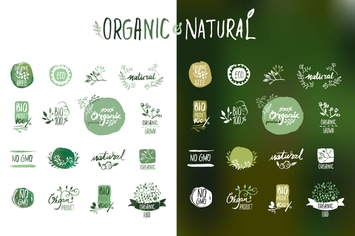 Organic food stickers and badges